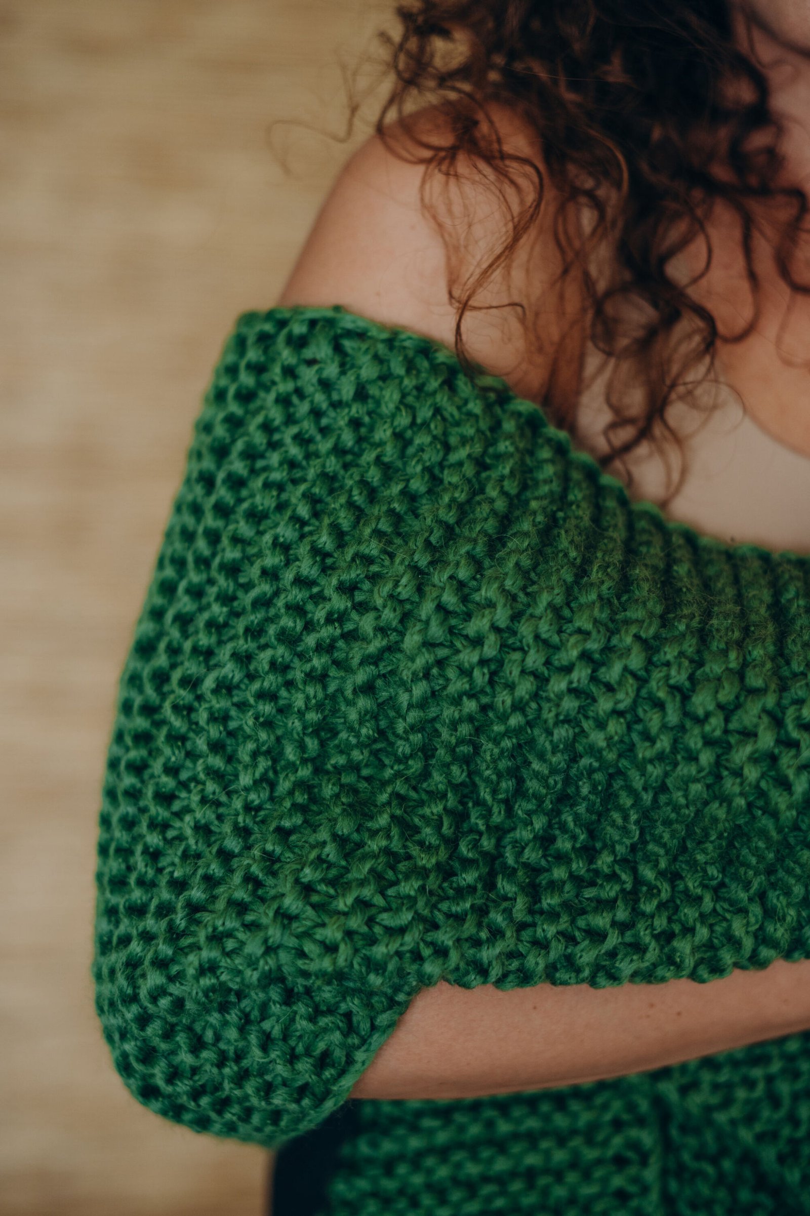 Hand-Knitted Long Scarf – “Emerald Dream 4