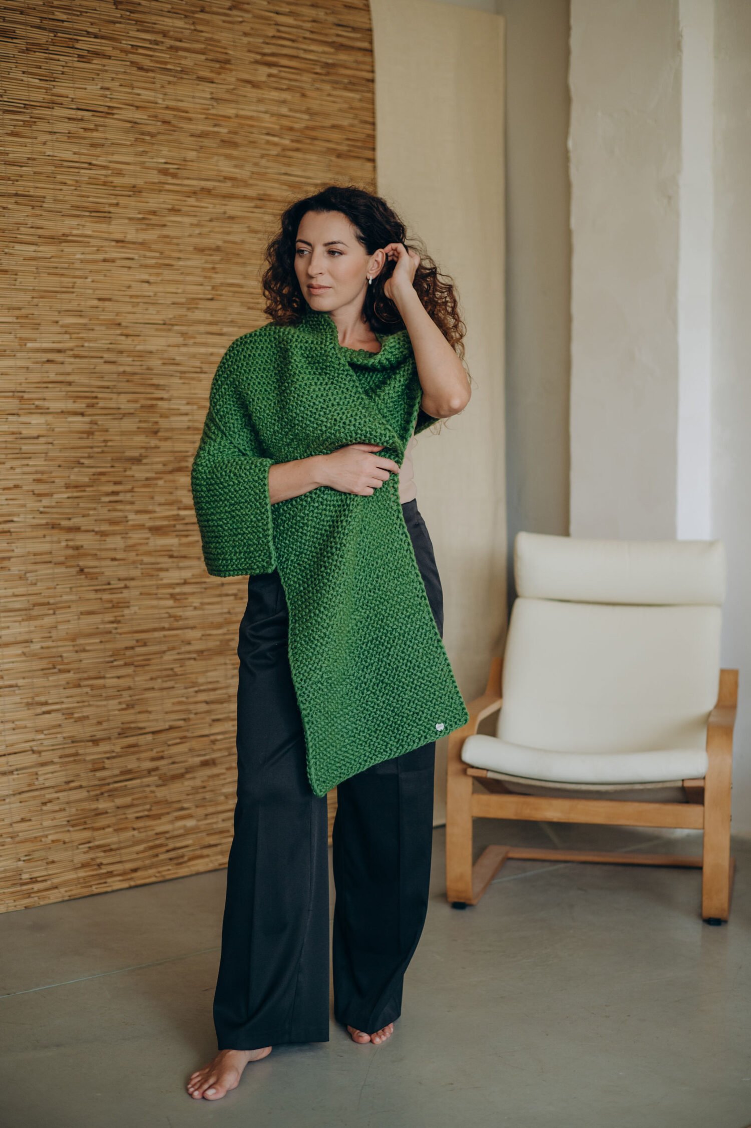 Hand-Knitted Long Scarf – “Emerald Dream 3