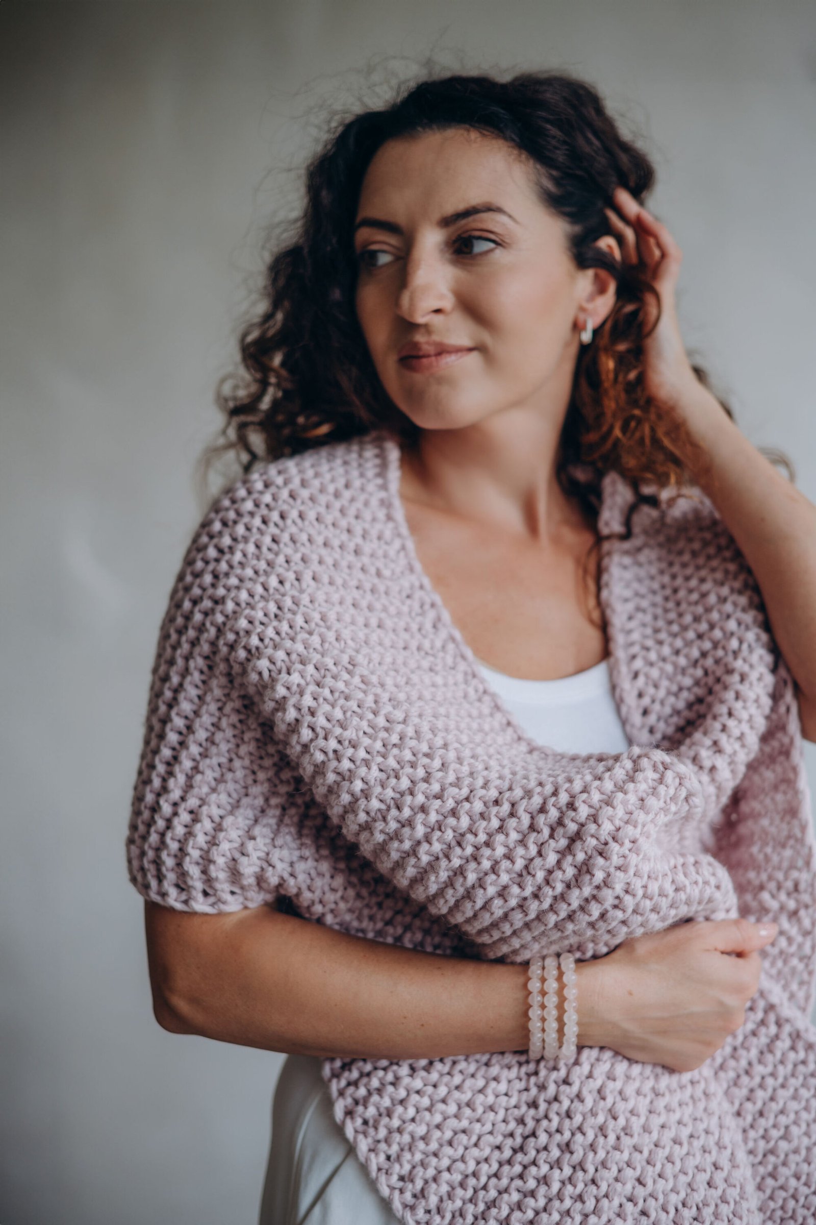 Hand-Knitted Long Scarf – “Grape Ice” 3